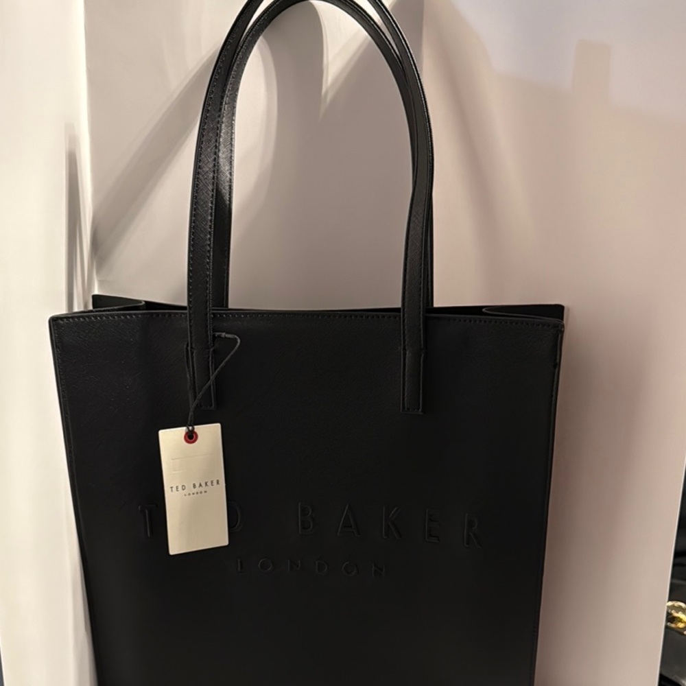 Ted Baker Black Structured Tote Bag with Minimalist Design